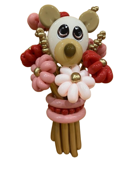 Ramo de Flores Osito Rojo